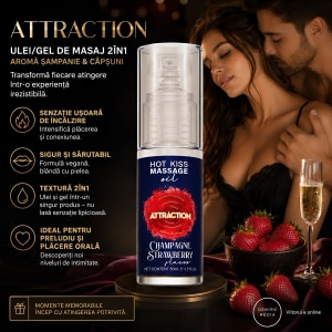 Attraction Ulei Masaj Sărutabil Șampanie și Căpșuni 50 ml