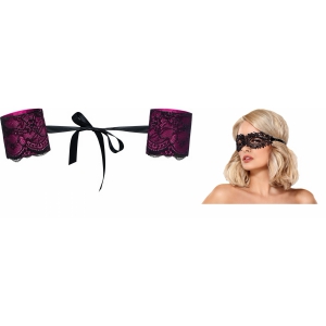 Pachet Cătușe Obsessive Roseberry Mov + Mască Obsessive A710 Negru pe Naturo.ro