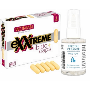 Pachet Capsule Femei eXXtreme Libido Afrodisiac 5buc + Special Cleaner Love Toys 50ml