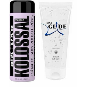 Pachet Cremă Mărire Penis Kolossal 200ml + Lubrifiant Just Glide Anal 200ml pe Naturo.ro