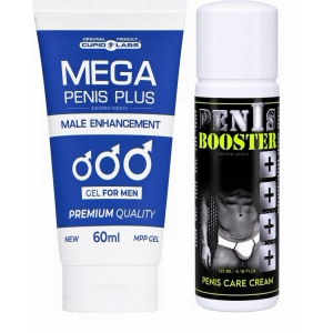 Pachet Gel Mărire Penis Mega Penis Plus 65ml Și Cremă Pentru Potență Penis Booster 125ml pe Naturo.ro