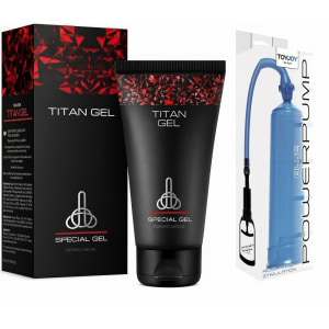 Pachet Promoțional Gel Titan 50 ml și Pompă Mărirea Penisului pe Naturo.ro