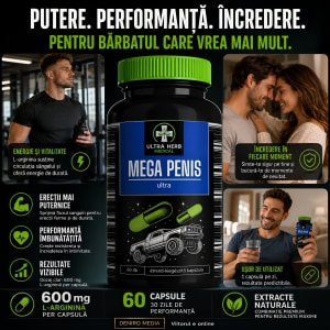 Pills Mega Penis Ultra — 60 Capsule, L-Arginină 600 Mg