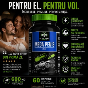 Pills Mega Penis Ultra — 60 Capsule, L-Arginină 600 Mg