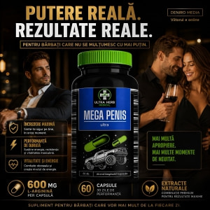 Pills Mega Penis Ultra — 60 Capsule, L-Arginină 600 Mg