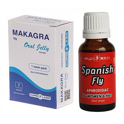 Pachet Stimulent Makagra Oral Jelly 10g + Picături Afrodisiace Spanish Fly 20ml
