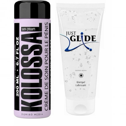 Pachet Cremă Mărire Penis Kolossal 200ml + Lubrifiant Just Glide Anal 200ml