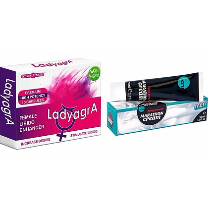 Pachet Pastile Libido Ladyagra 10buc + Penis Marathon Long Power Creme 30ml