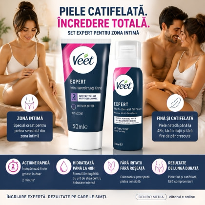 Veet EXPERT Set Epilare Intimă Cremă și Spumă