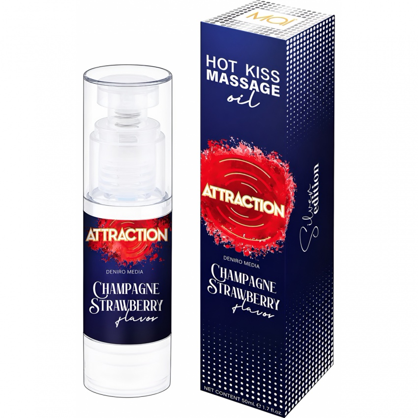 Attraction Ulei Masaj Sărutabil Șampanie și Căpșuni 50 ml