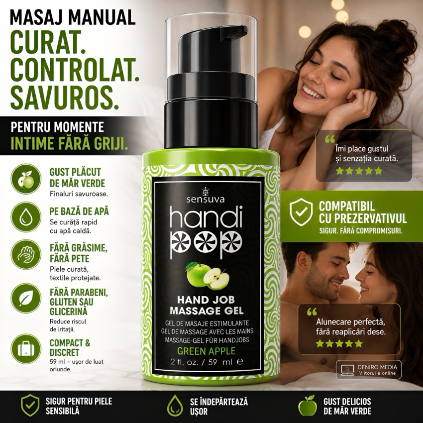 Gel Comestibil Masaj Sensuva HandiPop Măr Verde 59ml