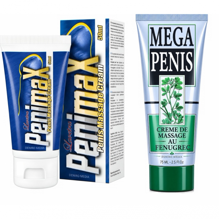 Pachet Cremă Mărire Mega Penis 75ml + Cremă Penis Enlargement Penimax 50ml