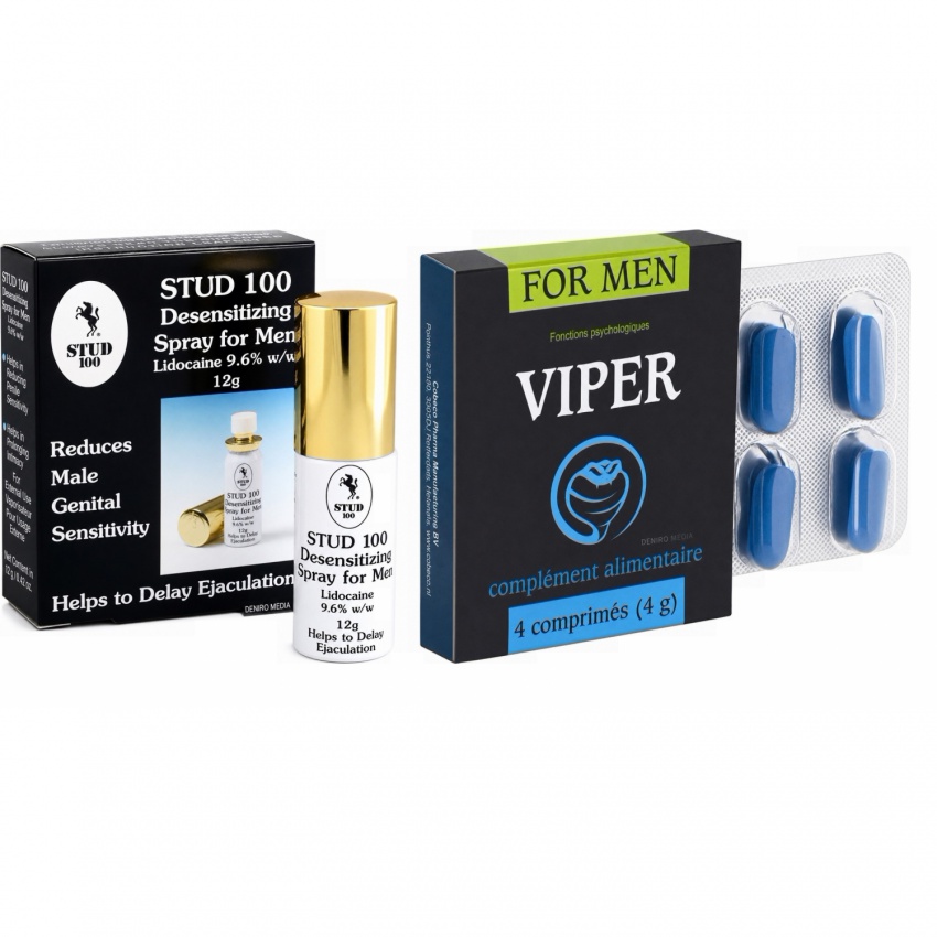 Pachet Spray Stud 100 Original + Pastile Potență Viper FR 4 capsule
