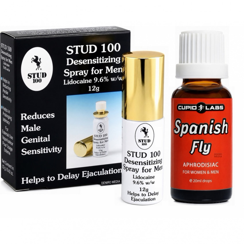 Pachet Spray Stud 100 Original Și Picături Afrodisiace Spanish Fly 20ml