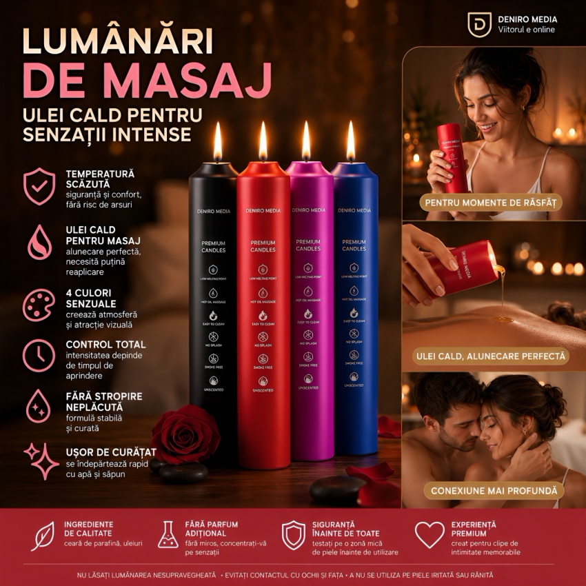 Set 4 Lumânări De Masaj De Deosebite Culori